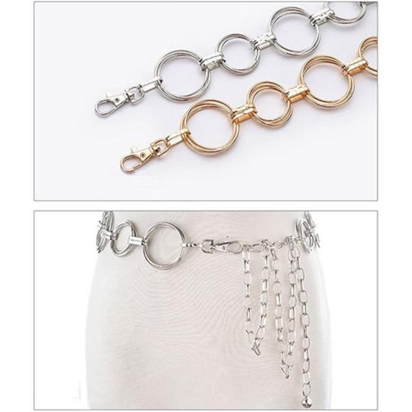 LABANCA Metal Chain Dress Belt Hollow Out Leaf Bead Pendant Sweater main image 2